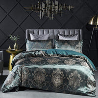 HKM-367315 European Style Satin Jacquard Quilt Cover Set with Pillowcase in Various Colors and Sizes