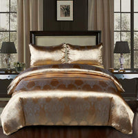 HKM-367315 European Style Satin Jacquard Quilt Cover Set with Pillowcase in Various Colors and Sizes