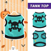 HKM-367315 Halloween Skull Bones Pet Tank Top for Dogs and Cats, Stretchy Cotton Costume for Small and Medium Breeds