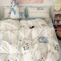 HKM-367315 Plant and Flower Printed Cotton Bedding Set - 4-Piece Bed Sheet Collection
