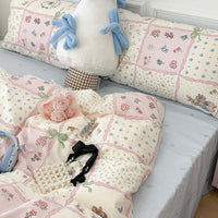 HKM-367315 Plant and Flower Printed Cotton Bedding Set - 4-Piece Bed Sheet Collection