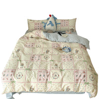 HKM-367315 Plant and Flower Printed Cotton Bedding Set - 4-Piece Bed Sheet Collection