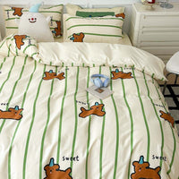 HKM-367315 Plant and Flower Printed Cotton Bedding Set - 4-Piece Bed Sheet Collection