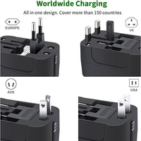 HKM-367507 Universal Worldwide Travel Adapter with USB-C and USB-A Ports for Multiple Countries