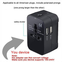 HKM-367507 Universal Worldwide Travel Adapter with USB-C and USB-A Ports for Multiple Countries