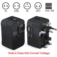 HKM-367507 Universal Worldwide Travel Adapter with USB-C and USB-A Ports for Multiple Countries