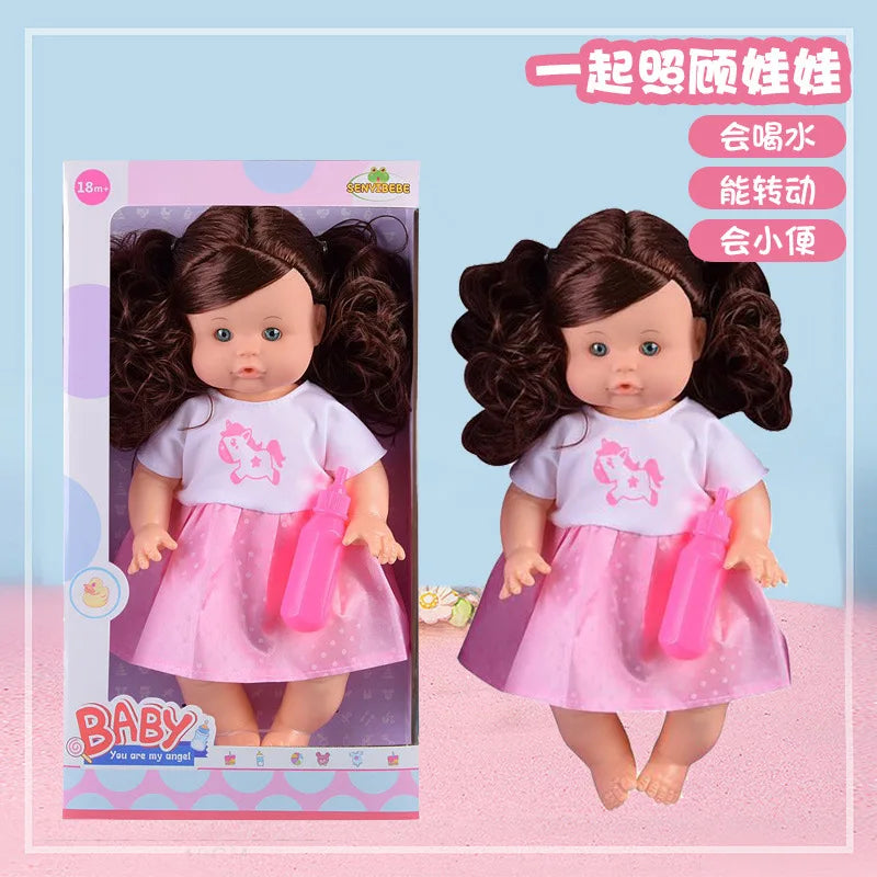 HKM-367827 14 Inch Silicone Reborn Doll with Drinking Water Feature - Educational Pretend Play Toy for Kids