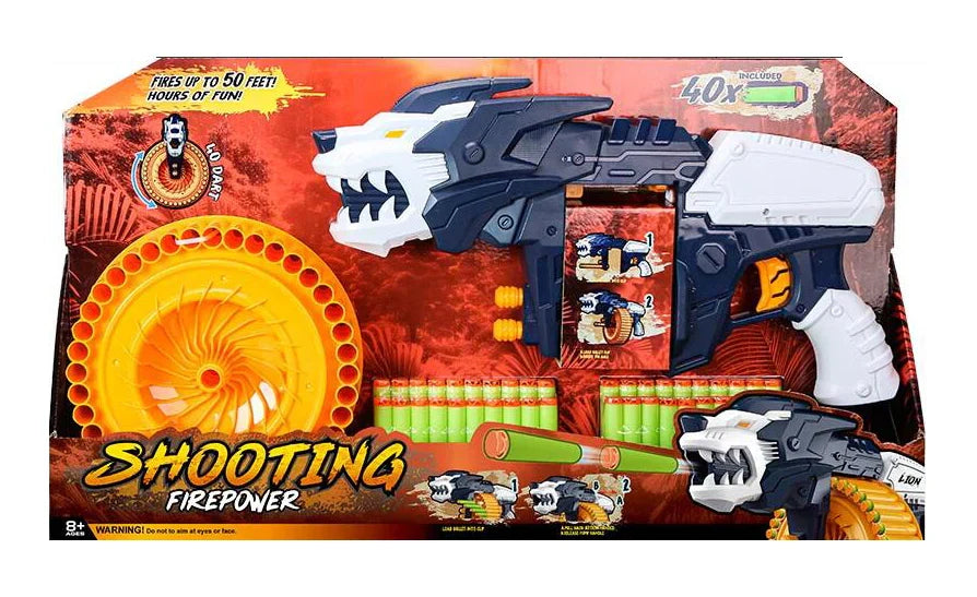 HKM-367955 Dinosaur-Themed Soft Bullet Foam Blasters Set with 120 Foam Bullets for Ages 2 and Up