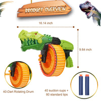 HKM-367955 Dinosaur-Themed Soft Bullet Foam Blasters Set with 120 Foam Bullets for Ages 2 and Up
