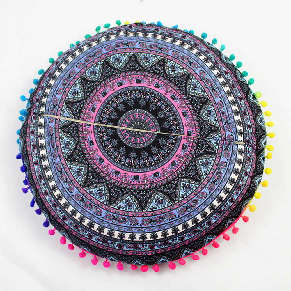 HKM-367955 Floral Round Cushion Cover - 43cm Diameter, Various Colorful Designs
