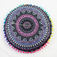 HKM-367955 Floral Round Cushion Cover - 43cm Diameter, Various Colorful Designs