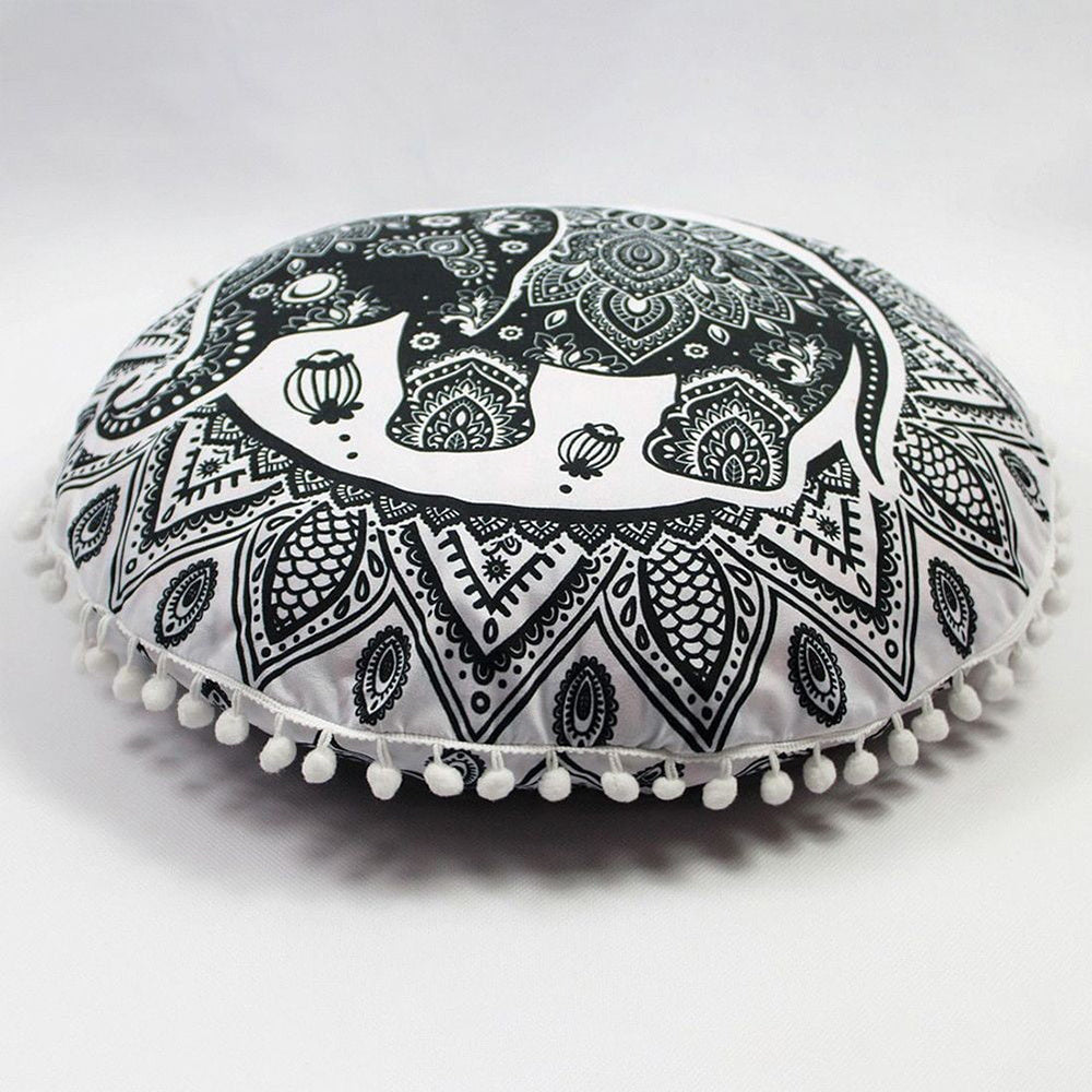 HKM-367955 Floral Round Cushion Cover - 43cm Diameter, Various Colorful Designs
