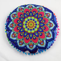HKM-367955 Floral Round Cushion Cover - 43cm Diameter, Various Colorful Designs