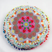 HKM-367955 Floral Round Cushion Cover - 43cm Diameter, Various Colorful Designs