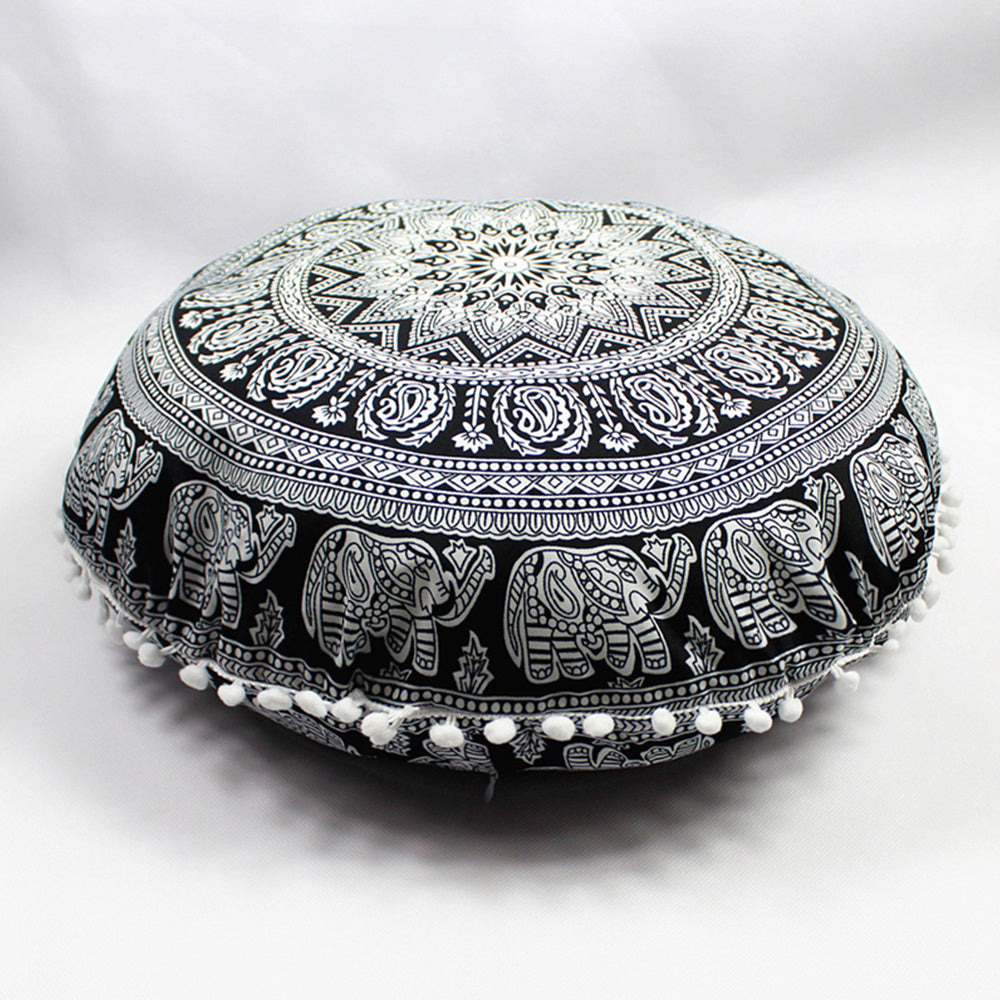 HKM-367955 Floral Round Cushion Cover - 43cm Diameter, Various Colorful Designs