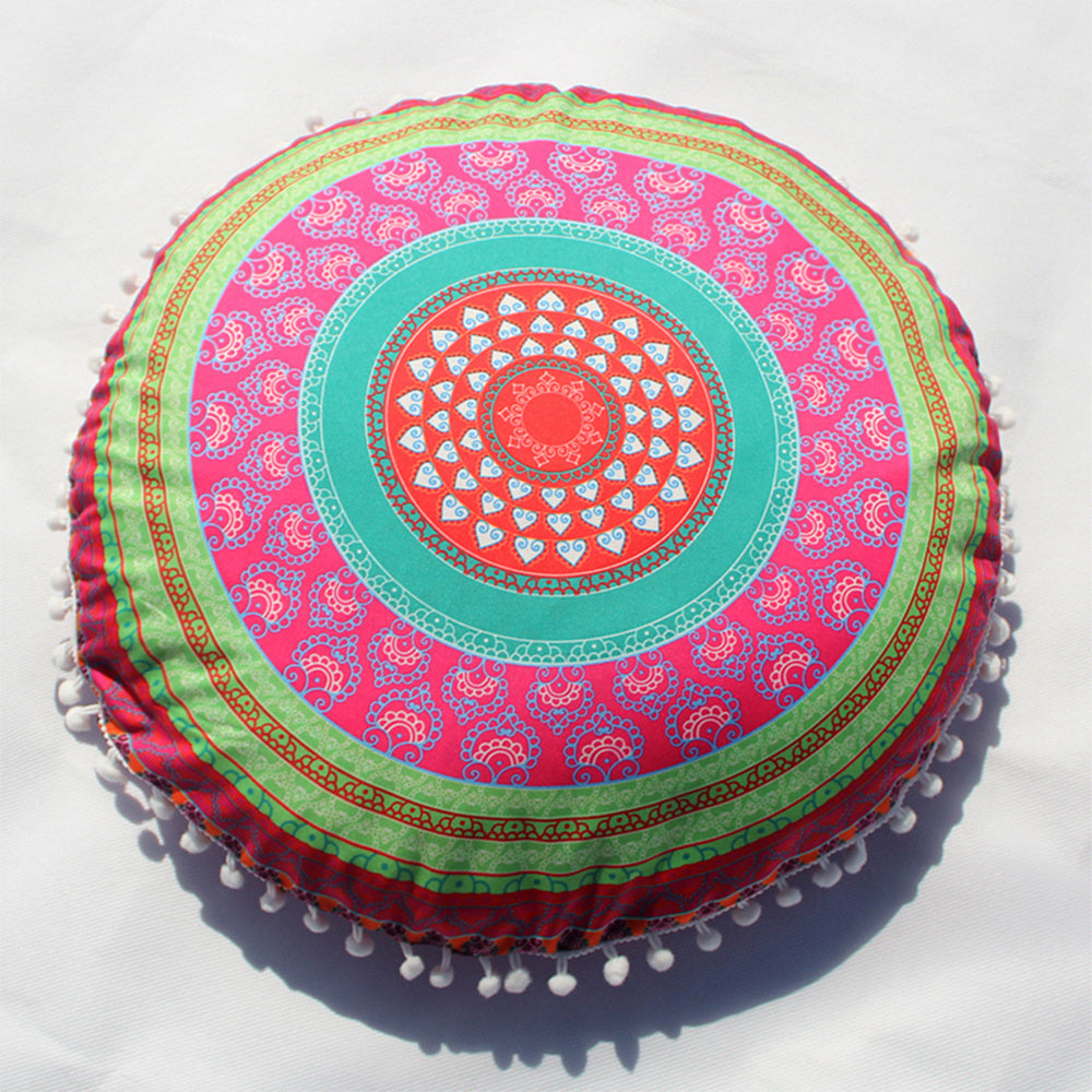 HKM-367955 Floral Round Cushion Cover - 43cm Diameter, Various Colorful Designs