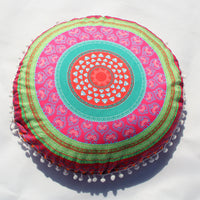 HKM-367955 Floral Round Cushion Cover - 43cm Diameter, Various Colorful Designs
