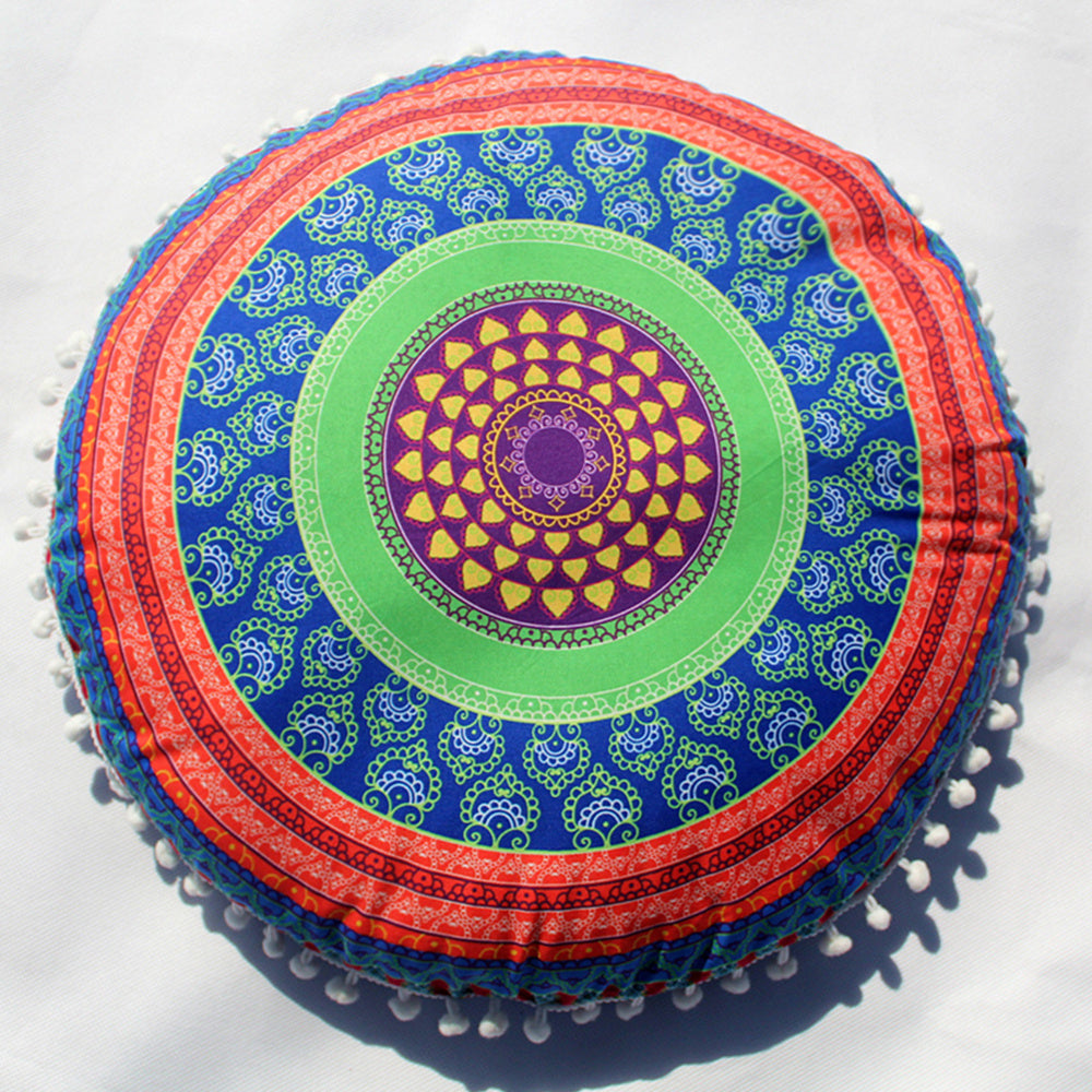 HKM-367955 Floral Round Cushion Cover - 43cm Diameter, Various Colorful Designs