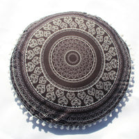 HKM-367955 Floral Round Cushion Cover - 43cm Diameter, Various Colorful Designs