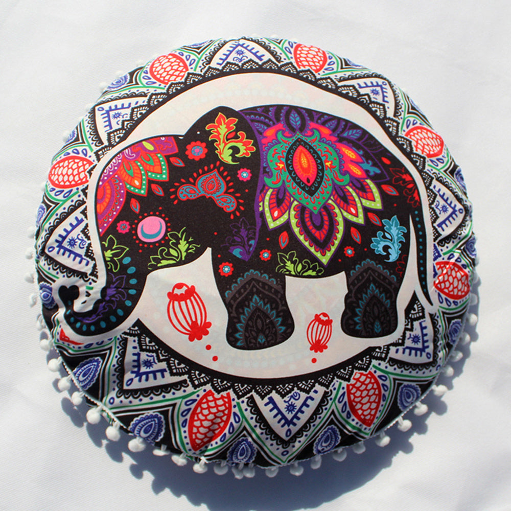 HKM-367955 Floral Round Cushion Cover - 43cm Diameter, Various Colorful Designs