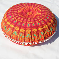 HKM-367955 Floral Round Cushion Cover - 43cm Diameter, Various Colorful Designs