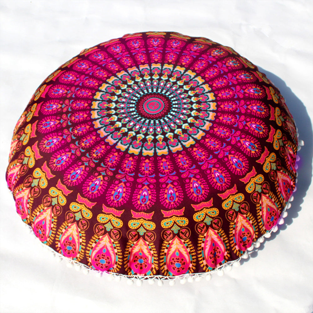 HKM-367955 Floral Round Cushion Cover - 43cm Diameter, Various Colorful Designs