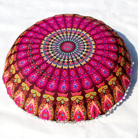 HKM-367955 Floral Round Cushion Cover - 43cm Diameter, Various Colorful Designs