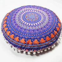 HKM-367955 Floral Round Cushion Cover - 43cm Diameter, Various Colorful Designs