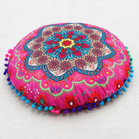 HKM-367955 Floral Round Cushion Cover - 43cm Diameter, Various Colorful Designs