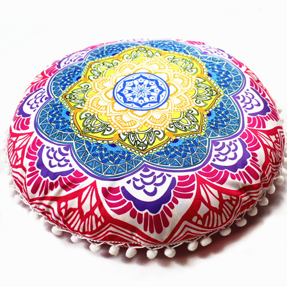 HKM-367955 Floral Round Cushion Cover - 43cm Diameter, Various Colorful Designs