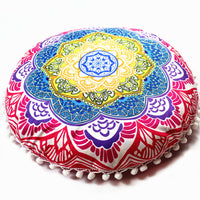HKM-367955 Floral Round Cushion Cover - 43cm Diameter, Various Colorful Designs