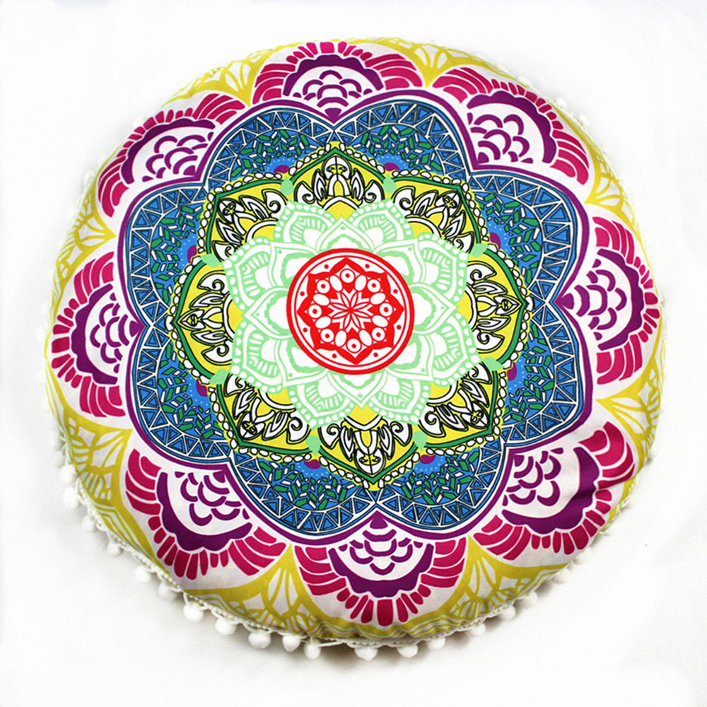 HKM-367955 Floral Round Cushion Cover - 43cm Diameter, Various Colorful Designs