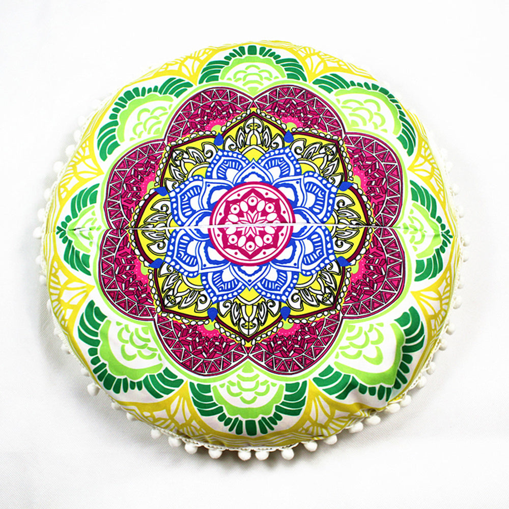HKM-367955 Floral Round Cushion Cover - 43cm Diameter, Various Colorful Designs