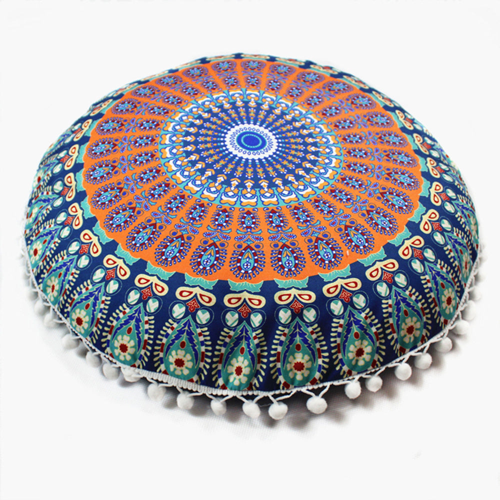 HKM-367955 Floral Round Cushion Cover - 43cm Diameter, Various Colorful Designs