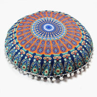 HKM-367955 Floral Round Cushion Cover - 43cm Diameter, Various Colorful Designs