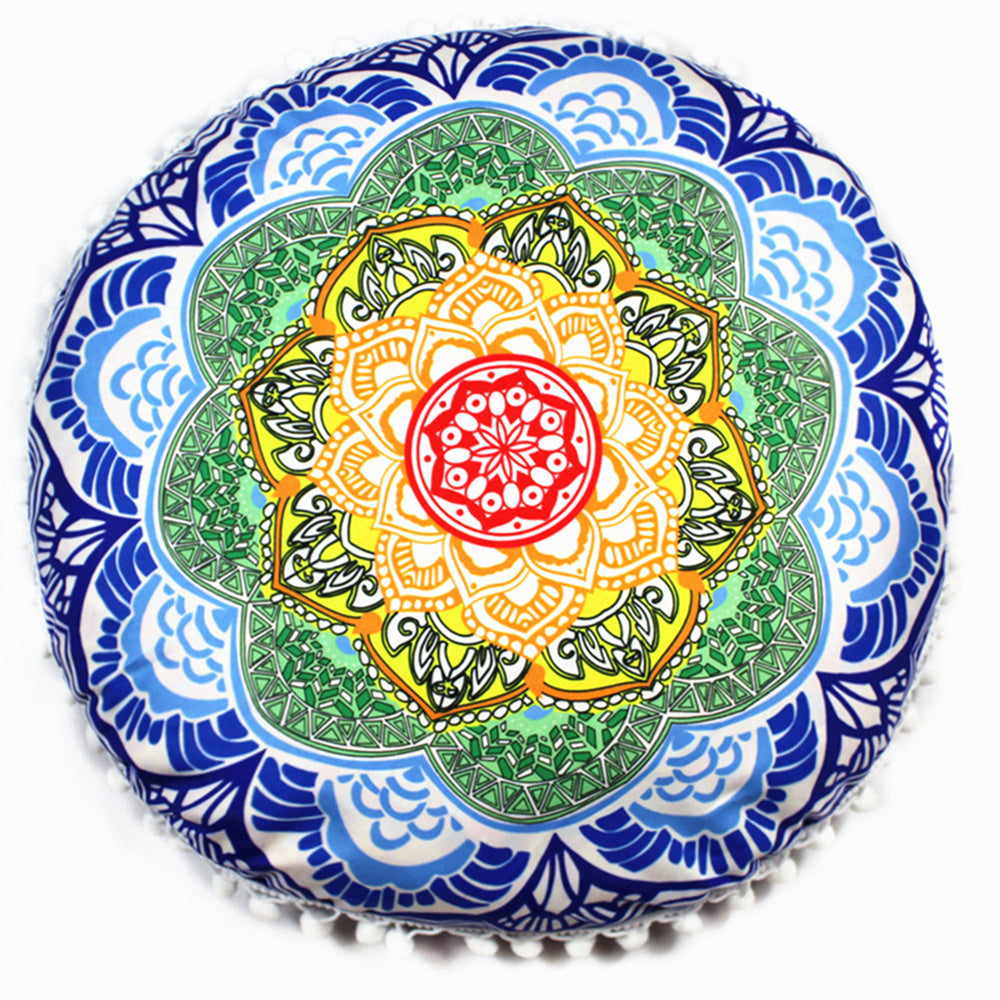 HKM-367955 Floral Round Cushion Cover - 43cm Diameter, Various Colorful Designs