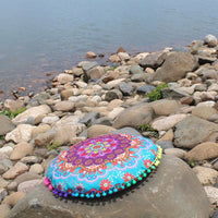 HKM-367955 Floral Round Cushion Cover - 43cm Diameter, Various Colorful Designs