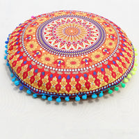 HKM-367955 Floral Round Cushion Cover - 43cm Diameter, Various Colorful Designs