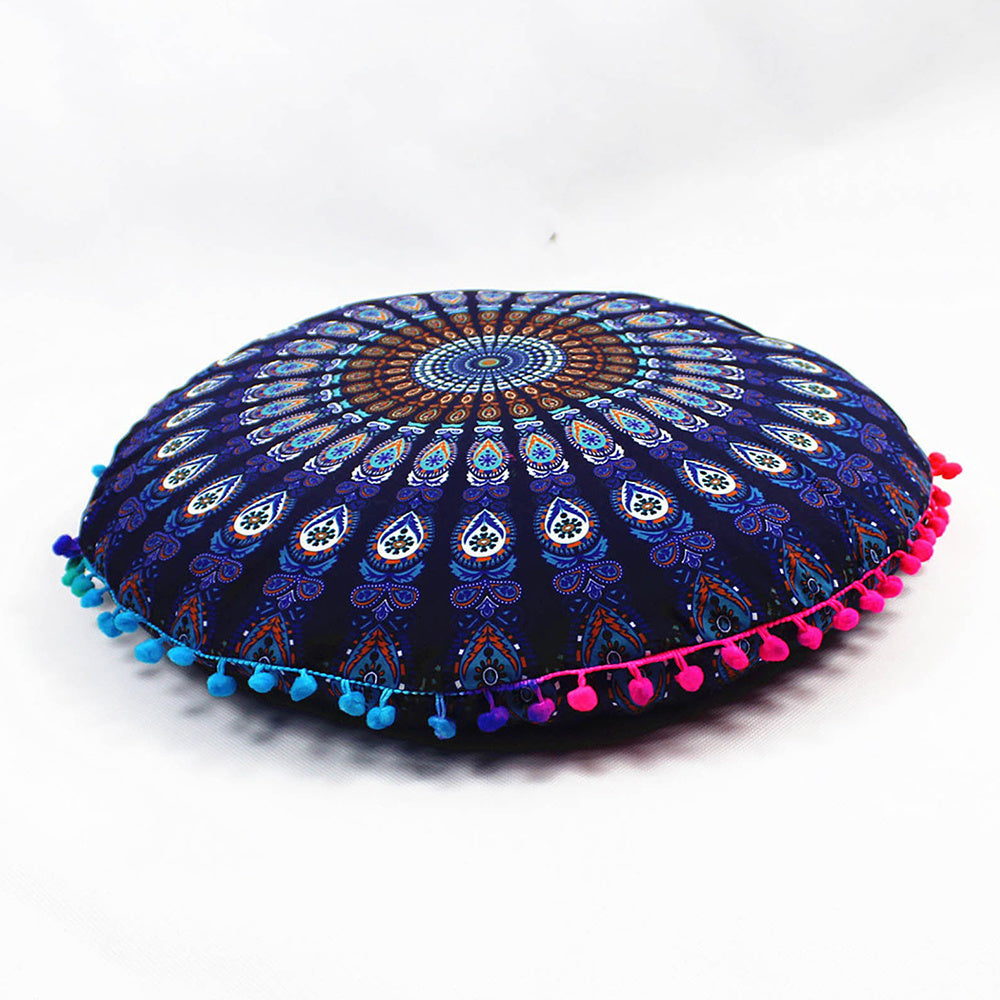HKM-367955 Floral Round Cushion Cover - 43cm Diameter, Various Colorful Designs