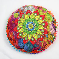 HKM-367955 Floral Round Cushion Cover - 43cm Diameter, Various Colorful Designs