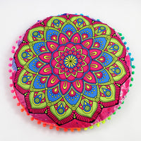 HKM-367955 Floral Round Cushion Cover - 43cm Diameter, Various Colorful Designs