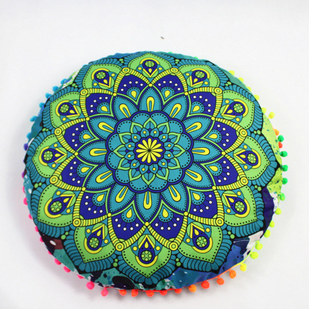 HKM-367955 Floral Round Cushion Cover - 43cm Diameter, Various Colorful Designs
