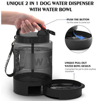 HKM-368019 2.2L Large Capacity Outdoor Dog Water Bottle - Black Silicone Plastic