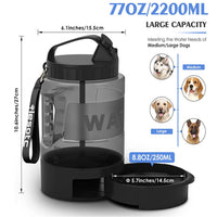 HKM-368019 2.2L Large Capacity Outdoor Dog Water Bottle - Black Silicone Plastic