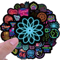 HKM-368019 Neon Graffiti Stickers - 50 Waterproof PVC Decorative Stickers for Laptops, Skateboards, and More