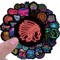 HKM-368019 Neon Graffiti Stickers - 50 Waterproof PVC Decorative Stickers for Laptops, Skateboards, and More