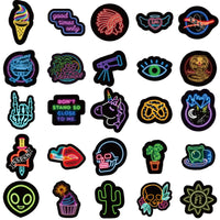 HKM-368019 Neon Graffiti Stickers - 50 Waterproof PVC Decorative Stickers for Laptops, Skateboards, and More
