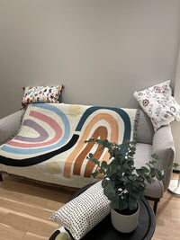 HKM-368147 Modern Minimalist Rainbow Geometric Pattern Blanket - Spring & Autumn Use, 120x150cm or 150x210cm