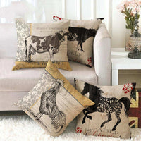 HKM-368211 Retro Floral Linen Pillowcase Cushion Cover, 45x45cm, Soft PP Cotton Filling