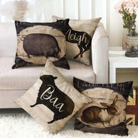 HKM-368211 Retro Floral Linen Pillowcase Cushion Cover, 45x45cm, Soft PP Cotton Filling